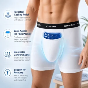 Men Underwear Briefs Internal Pocket Cooling Boxers Zip Ice Testicles Oem Supply Sauna Pouch Underwear with Hidden Pockets