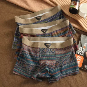 Men Underwear Cotton Viscose Antibacterial Breathable Mid Rise Boxer Briefs Men Panties Boy Shorts