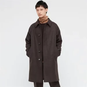 Men Wool Blends Casual Business Overcoat Long Sleeve Solid Color Stylish Formal Coats Waterproof Eco Friendly