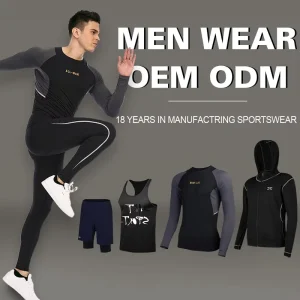 Men Workout Active Wear Quick Dry Training Sport Gym Clothing Set