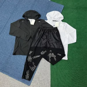 Men Workout Outfits 2 Piece Set Dry Fit Athletic Sweatshirt and Running Pants for Jogging