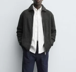 Men Zip Up Knitwear Jacket Sweater Basic Turtle Neck Knitwear Sweatshirt Long Sleeve Winter