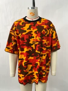 Men’S Custom Reversible Digital Printing Camouflage T-Shirt Oversized Men’S Heavyweight Cotton Reversible T-Shirts