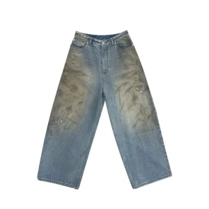 Men’S Denims Pant for Denim Jeans Pant Fabric Pants High Quality 100% Cotton OEM Streetwear Loose-fit Vintage Baggy Dirty Men