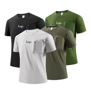 Men’S Sports Active Workout Tops Seamless Quick Dry Training Fitness Custom Gym Running T Shirt with 3D Chest Pocket