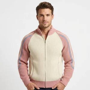 Men’s 100% Cotton Crew Neck Knitted Sweater Casual Warm for Autumn Winter Daily Commute Streetwear Daily Wear Full Zip up