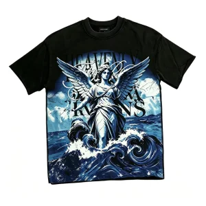 Men’s 100% Cotton Knitted T Shirt 280gsm Regular Fit Streetwear Black Graphic Print Comfortable Breathable Quick Dry
