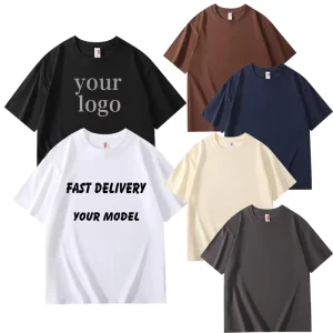 Men’s 100% Cotton T-Shirts Casual Daily Wear with Customizable Logo Printing Oversized Fit Blank Design