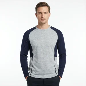 Men’s 100% Merino Wool Roundneck Underwear Breathable Casual Knitwear Long Sleeve for Sports