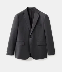 Men’s 100% Wool Custom Logo Suit Jacket Single Breasted V Neck Blazer Long Sleeves