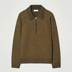 Men’s 100% Wool Winter Full Cardigan Knitting Pullover Outwear for Half Zipper Sweater Knitwear for Winter