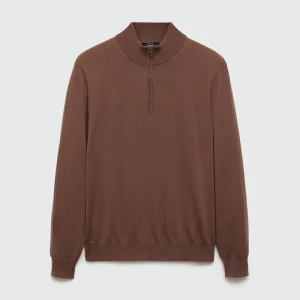 Men’s 100% Wool Winter Pullover Outwear Half-Zipper Sweater Knitwear