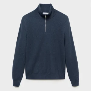 Men’s 100% Wool Winter Pullover Outwear for POLO Collar Half Zipper Sweater Knitwear for Winter Comfort