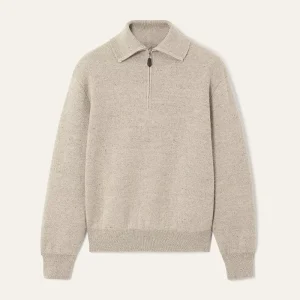 Men’s 100% Wool Winter Pullover Outwear for POLO Collar Half Zipper Sweater Knitwear for Winter Comfort