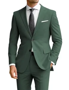Men’s 2 Piece Suit Slim Fit Suits Men Two Button Blazer Formal Business Jacket Suit for Wedding