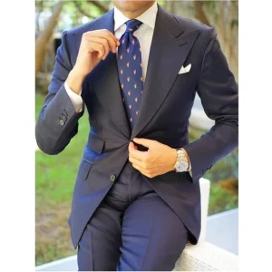 Men’s 2 Pieces Peaked Lapel Slim Fit Blazers Tuxedos Single Breasted