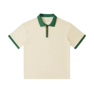 Men’s 240g Knitted Polo Shirt Retro Japanese Style Short Sleeve T Shirt Spring Summer Casual