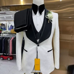 Men’s 3 Piece Slim Fit Wedding Suit Black One Button Blazer Vest Pants Shawl Lapel Groomsmen Plus Size