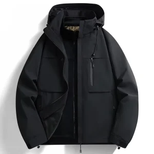 Men’s 3in1 Lightweight Outdoor Jacket for Hiking Trekking Stand Collar Long Windbreaker with Full Zipper Patchwork Breathable