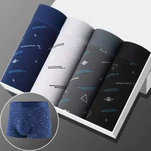 Men’s 4-piece Set Boxershorts Comfortable Mid-Rise Cotton Polyester Anti-Bacterial Breathable Quick Dry Knitted 4XL Custom Logo