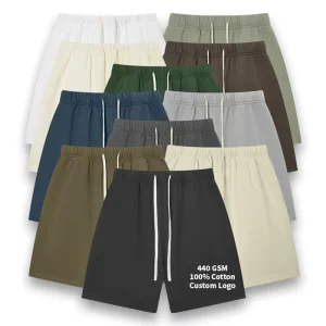 Men’s 440 GSM 100% Cotton Sweat Shorts Custom Logo Screen Print Embroidery Casual Streetwear Summer Shorts