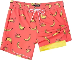 Men’s 5 Inch Quick Dry Board Shorts Casual 5 Inch Printed Polyester Spandex Bathing Suit Compression Liner Kids Swimwear Pattern