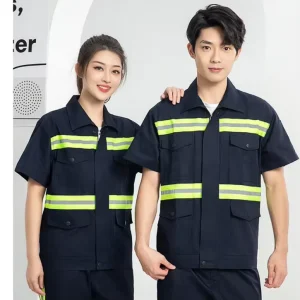 Men’s 65% Polyester 35% Cotton High Visibility Labor-Protective Workwear Suit Set Factory Uniforms Abrasion-Resistant for Road