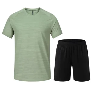 Men’s 9-Color 2-Piece Casual Sportswear Set for Outdoor Fitness and Summer Running
