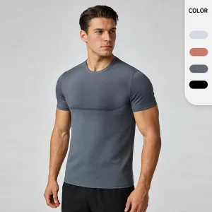 Men’s Active Wear 90% Polyester 10% Spandex Running Workout T Shirts Quick Dry Sweatshirts for Men