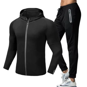 Men’s Active Wear Set Quick Dry Fitness Sports Jacket Pants 4XL Breathable Tracksuit for Running Exercise