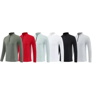 Men’s Activewear Outdoor Long Sleeve Quick Dry Sports T Shirt Spring Fall Half Zip Yoga Fitness Running Shorts