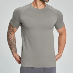 Men’s Activewear Seamless Gym T Shirt V Shape Mesh Panel Quick Dry Breathable Sport Workout Custom Logo T Shirt for Men