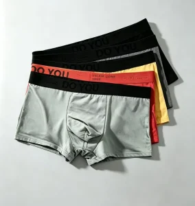 Mens Adult Cotton Knitted Breathable Plaid Boxer Briefs Custom Logo Waist Mid Rise Sport Underwear