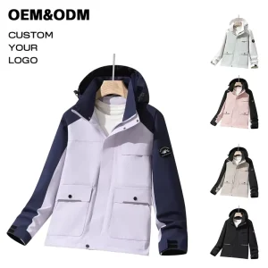 Men’s Adult Outdoor Hiking Jacket 100% Polyester Custom Logo Waterproof Windproof Breathable Hooded Climbing Coat