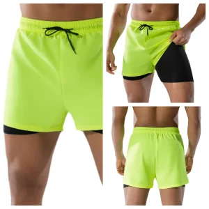 Men’s Adult Swim Trunks New Brief Style Anti-Embarrassment Double-Layer Loose-Fit Swim Shorts Quick-Dry Plus Size for Summer