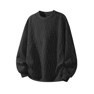 Men’s All-Over Animal Print Knitted Sweatshirt New Spring Autumn American Retro Round-Neck Batwing Sleeve Loose-Fit