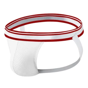 Men’s Athletic Jockstrap with 3cm Waistband 95% Cotton 5% Spandex 150G Large Mesh Woven Pouch Solid or Stripe OEM Underwear