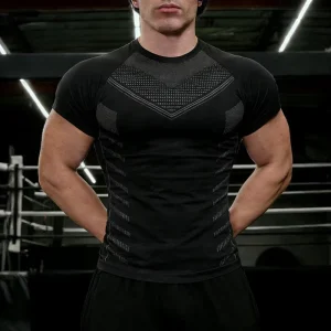 Mens Athletic Top Activewear Shirt Polyester Spandex Men Running Clothes Gym Lightweight Sports Elastic Muscle Fit t Shirts
