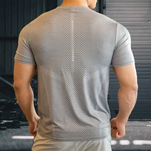 Mens Athletic Top Activewear Shirt Polyester Spandex Men Running Clothes Gym Lightweight Sports Elastic T Shirts