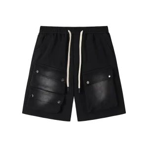 Men’s Athletic Vintage Short Acid Washed Shorts Cotton Heavyweight Elastic Waist Streetwear Sweatpants