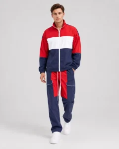 Men’s Autumn Activewear Tracksuits 2 Piece Full Zip Breathable 100% Cotton Jacket Pants Sportswear