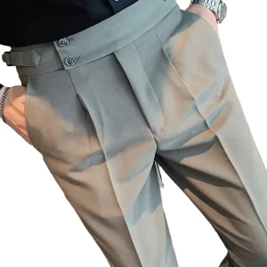 Men’s Autumn Casual Straight Fit Lightweight Woven Waterproof Windproof Breathable 100% Polyester Washed Finish Zipper Fly Pants