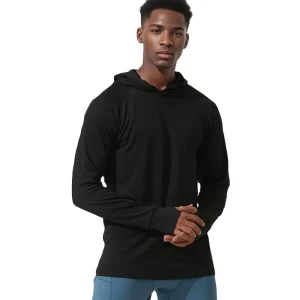 Men’s Autumn Leisure Sports Hoodies with Thumb Hole Loose Fit for Running Fitness Training Quick Dry Sportswear