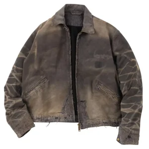 Men’s Autumn Outdoor Breathable Detroit Duck Canvas Trucker Bomber Jacket Custom Front Logo Embroidered Streetwear Workwear