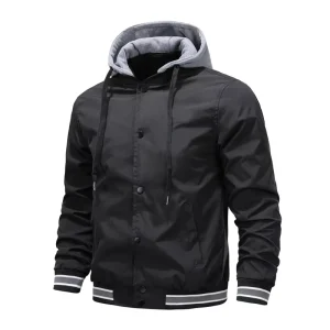 Men’s Autumn Trendy All Size Student Hooded Jacket Varsity Baseball Uniform Plus Size Stand Spring