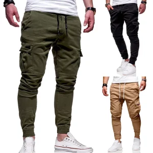 Men’s Baggy Cargo Jogger Pants Casual Mid-waist Streetwear Slim Fit Plus Size Cotton Canvas Cargo Pants