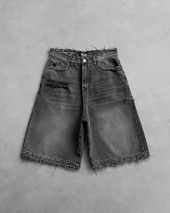 Men’s Baggy Jeans Shorts Wide Leg Denim Shorts Loose Fit Jorts Y2K Hip Hop Long Denim Shorts Grunge Clothes Streetwear