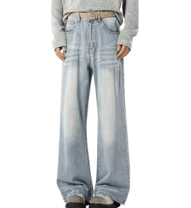 Men’s Baggy Jeans Wide Leg Denim Pants OEM ODM Factory Price High Street Vibe 3D Whiskers Urban Male Trousers Wear