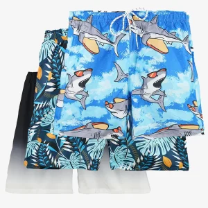 Men’s Beach Shorts Quick Drying Comfortable Stripe Print Swim Trunks Strapless Summer Swimming Shorts Front Swimwear