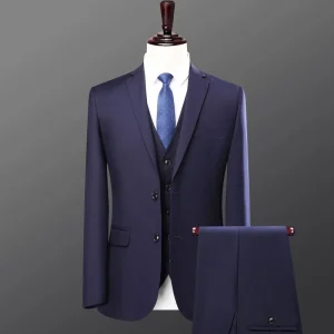 Men’s Black Business Suit Men’s Suit Set Men’s High End Professional Formal Suit Navy Blue Work Clothes Jacket